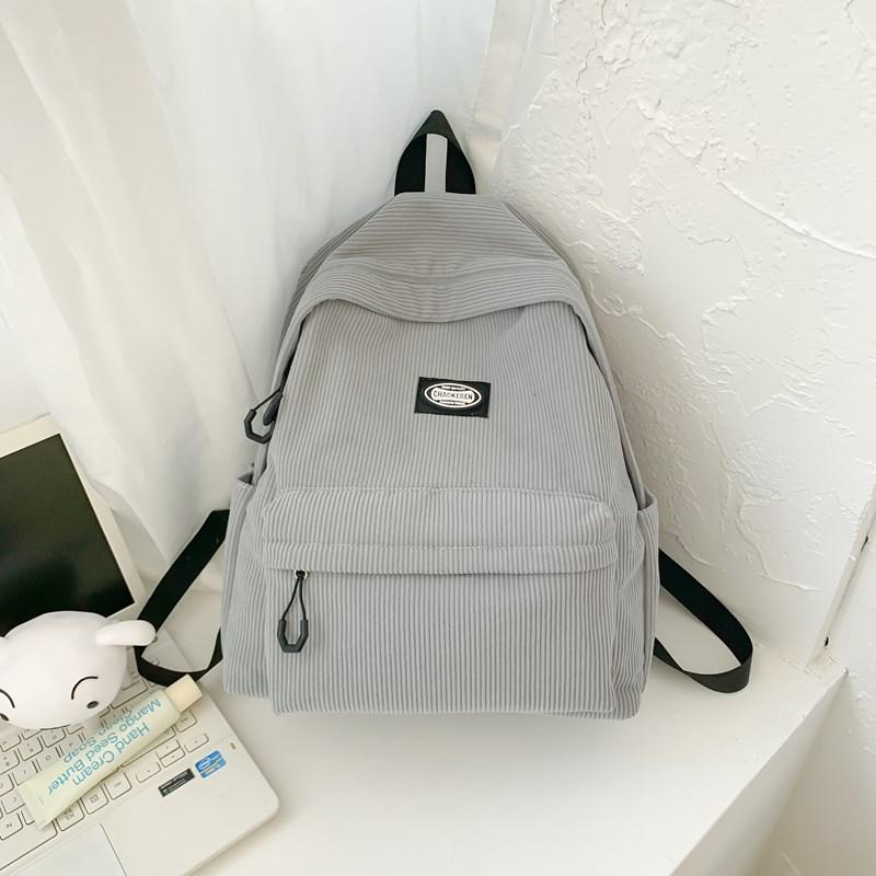 Студенческий однотонный школьный женский рюкзак из вельвета