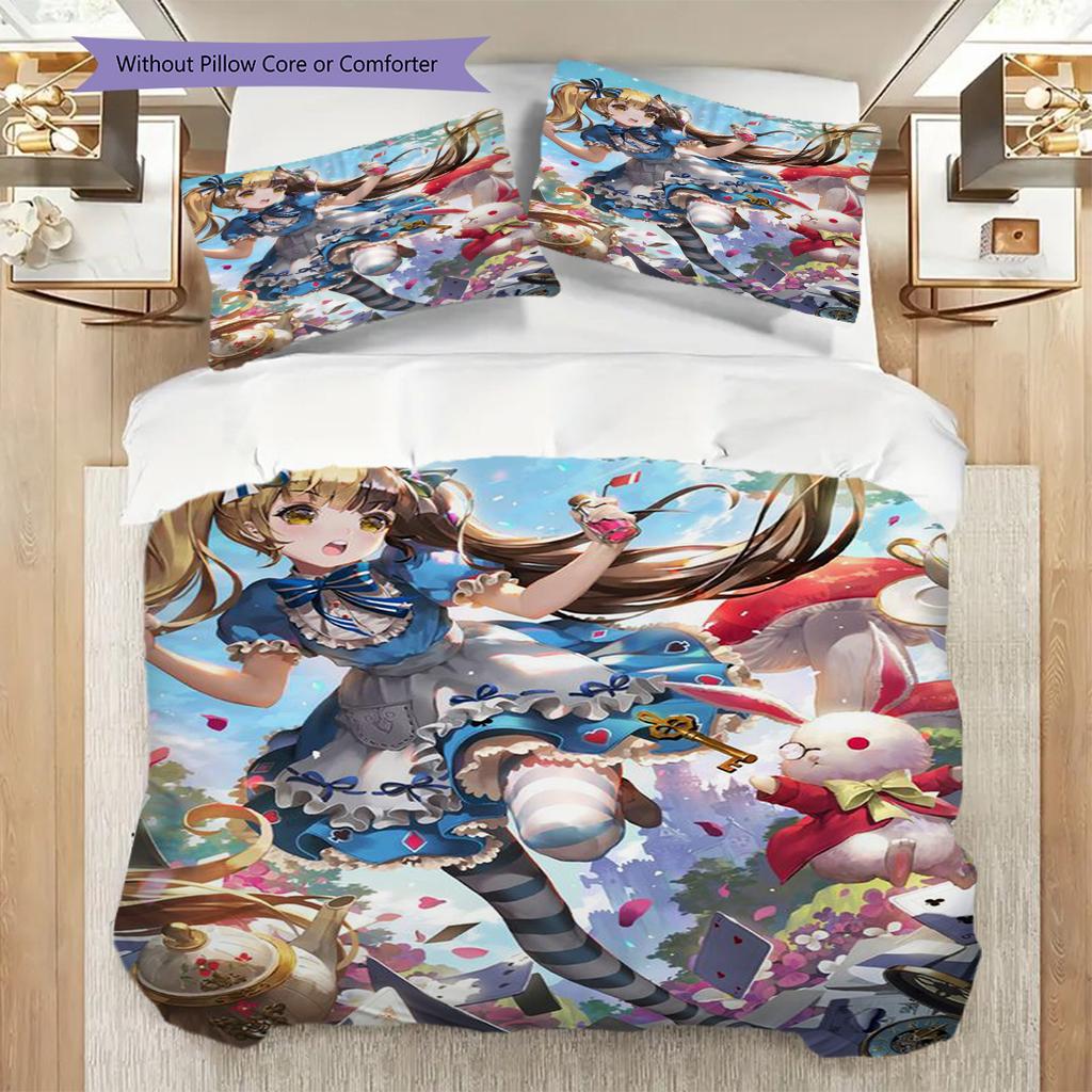 Whimsical Wonderland Escape Three-piece set (1 * duvet cover + 2 * pillowcase, without core) 2D Flat Christmas birthday gift Soft and comfortable