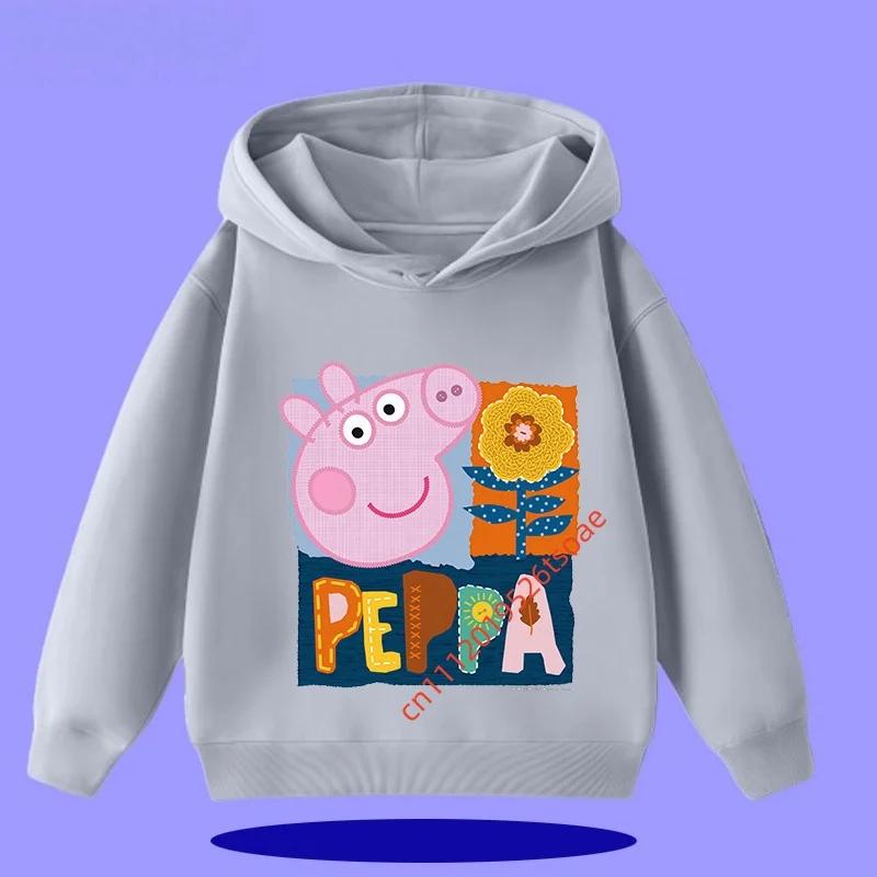 Peppa Pig Children's Hooded Sweatshirt 2026 New Style Cartoon Print Boys' Sport Shirt Girls' Casual Shirt