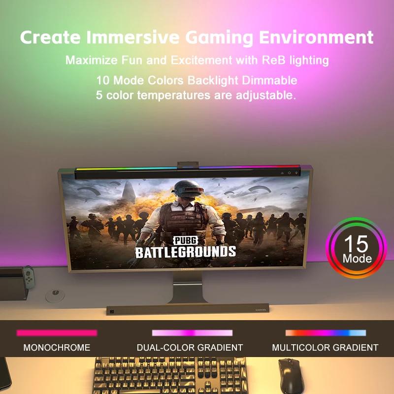 Светодиодная лампа для монитора с защитой глаз, настенная лампа с RGB-подсветкой, 5 цветов, бесступенчатая регулировка яркости, 50 см, свет для монитора ПК для игровой комнаты