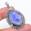 Подвеска из стерлингового серебра 925 пробы с натуральным синим солнечным кварцем, 1,93 дюйма, v6E10