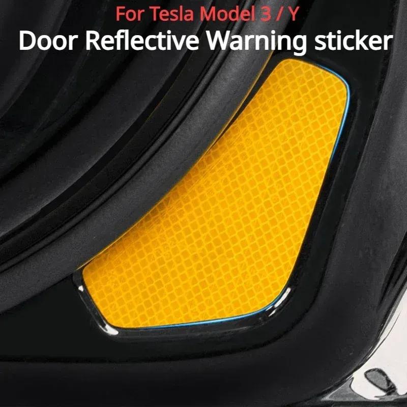 Door Reflective Warning Sticker for Tesla Model 3 Y Accessories Reflectiver Safety Warning Sticker Bright Car Decoration Sticker