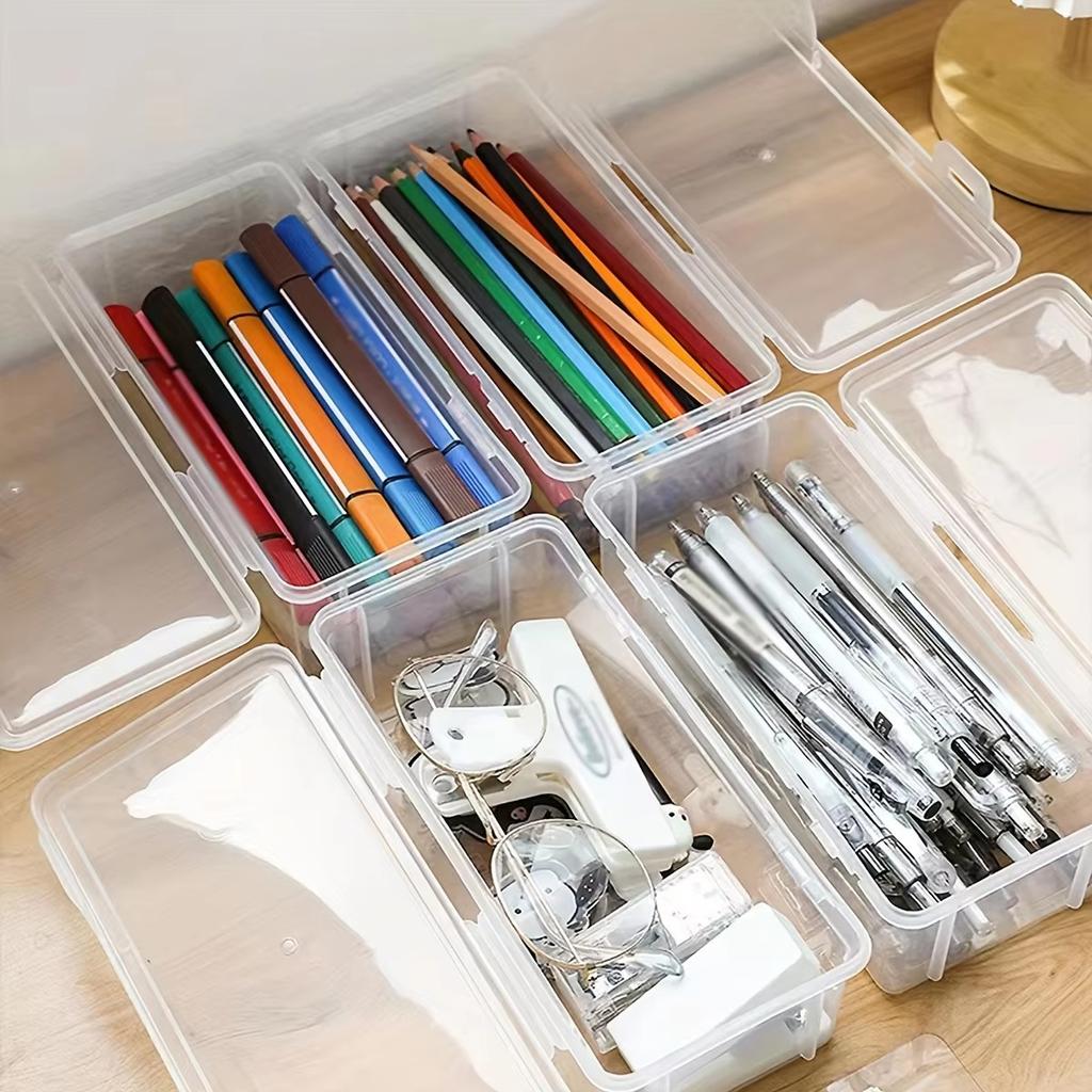 1PC/2/3/4/5PCS Storage Box Transparent Stationery Pen Children's Crayon Pen Bag Desktop Storage and Clutter