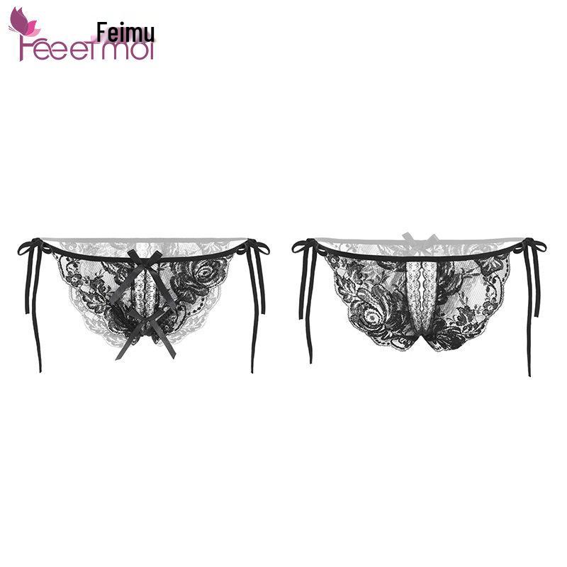 Feimu Сексуальные прозрачные кружевные стринги с открытой промежностью - Европейский и американский стиль 7125.