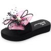 Летние женские шлепанцы на одно слово бабочка цветок женские пляжные туфли шлепки платформа женские сандалии танкетка нескользящие шлепанцы женщины