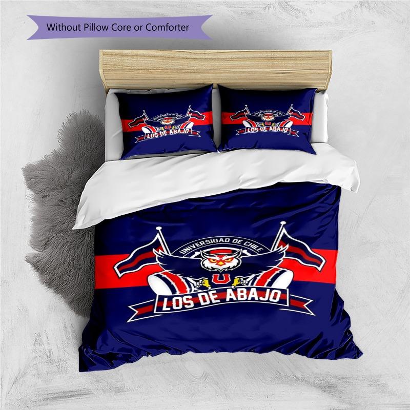 Universidad De Chile Owl Crest Blue Red Print 3 Pieces Duvet Cover Set Chile Soccer Bedding Set, Bedroom Home Decor Without Pillow Core Comforter