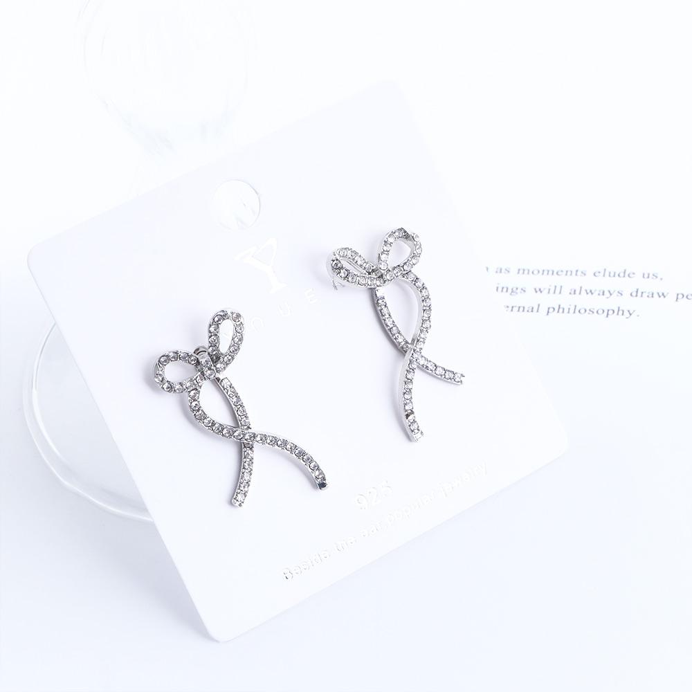 Earrings Rhinestone Bownot Zircon Bow Earrings Korean Style Rhinestone Bow Ear Studs Women Earrings
