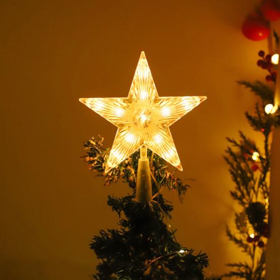 Рождественская звезда-верхушка для елки с несколькими режимами освещения, пульт дистанционного управления, питание от USB, 3D-украшение для верхушки елки в виде звезды