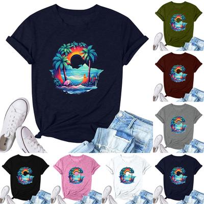 Женская модная повседневная плиссированная футболка с коротким рукавом с принтом