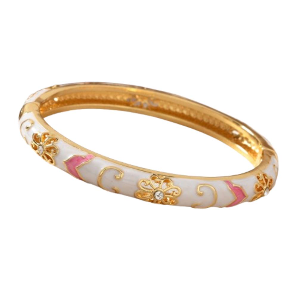 Chinese Style Vintage Cloisonne Bangle Enamel Women's Hand Bracelet Hollow Out Flower Bangle Girls