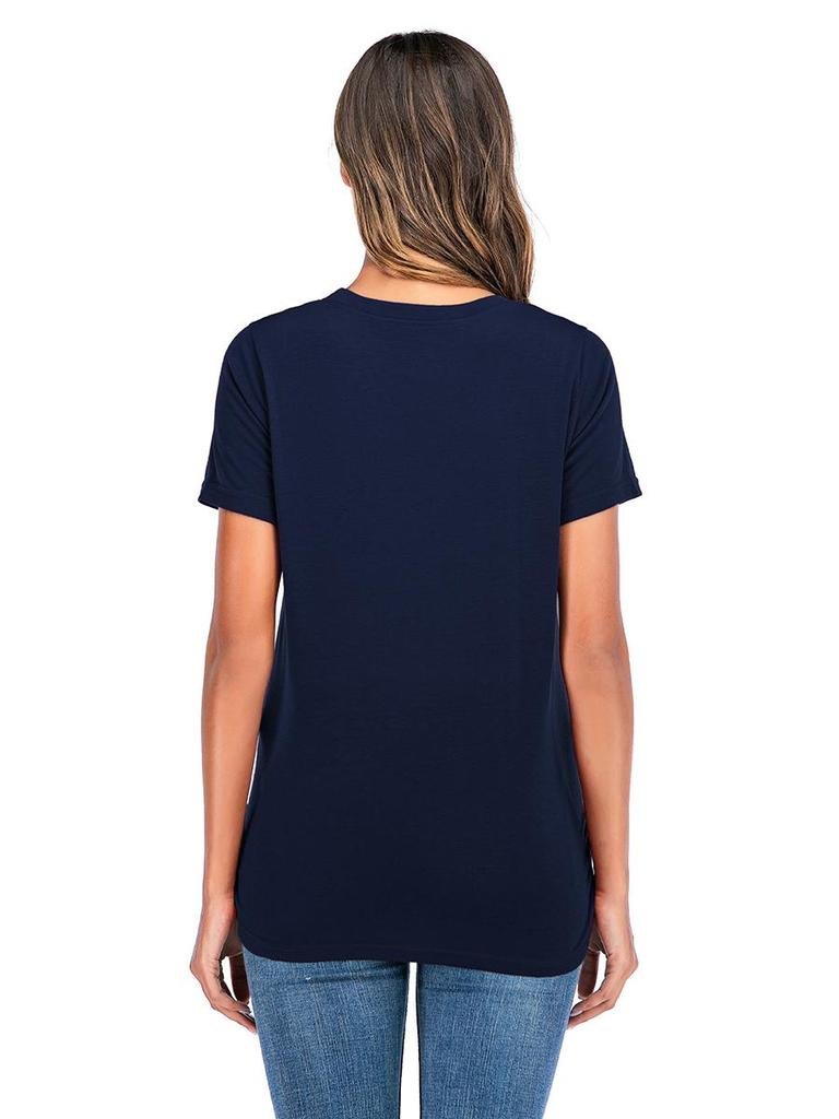 European & American Style Maternity Printed T-Shirt (Round Neck, Short Sleeve)