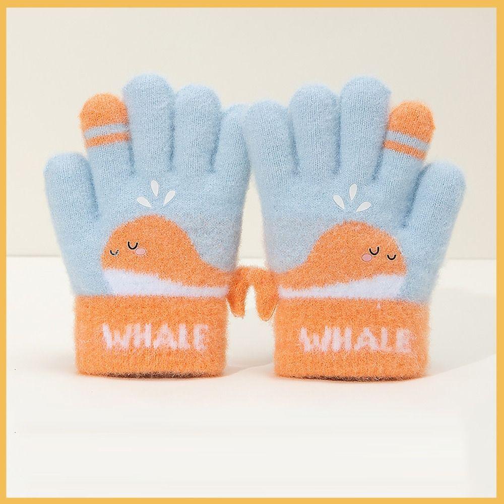 Cute Whale Five-finger Gloves 3-6 Years Old Kids Gloves Cartoon Winter Knitted Gloves Winter