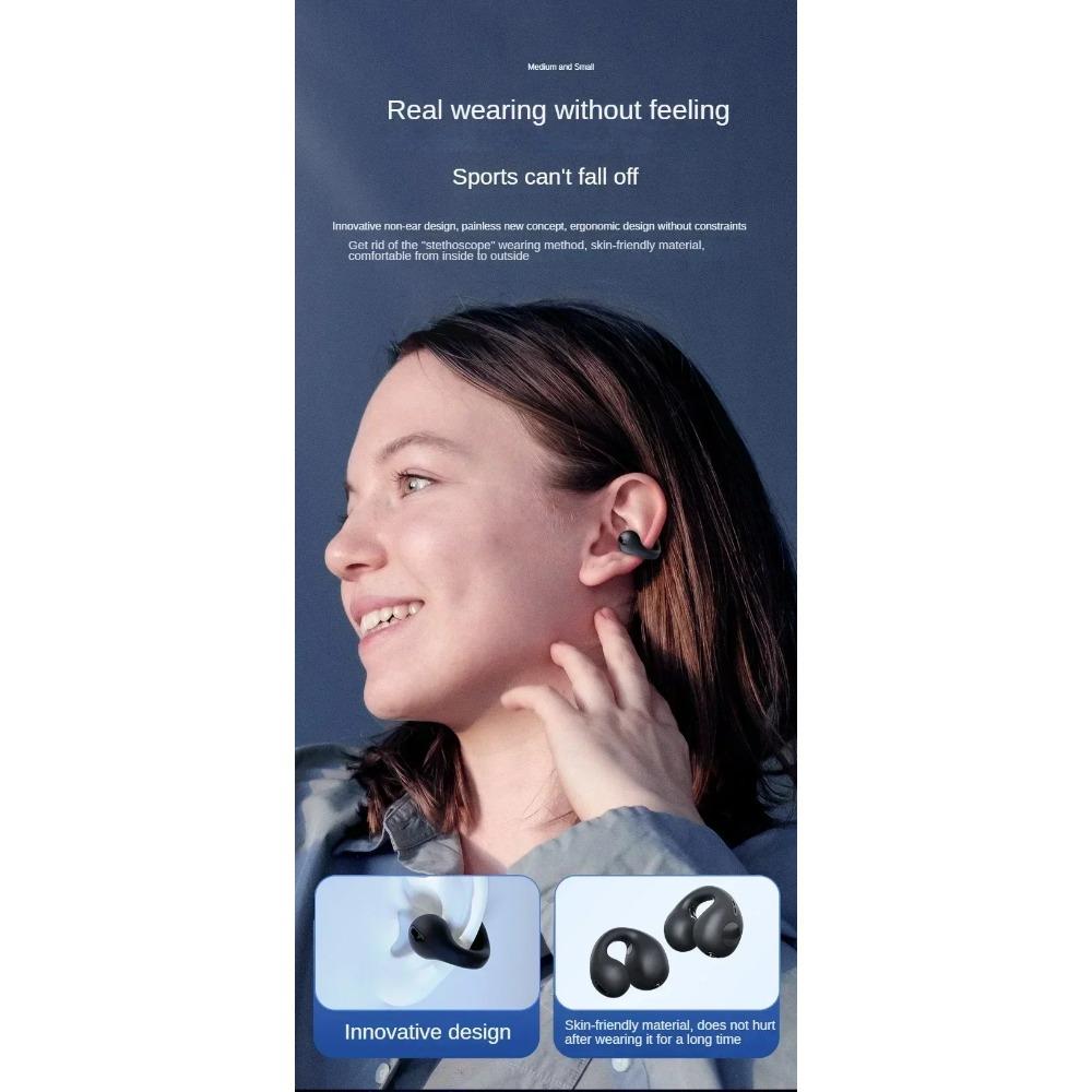 Беспроводные Bluetooth-наушники с костной проводимостью T75, зажим на ухо, музыка, шумоподавление, гарнитура, HD-звонки, спортивные, игровые наушники