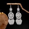 Этнические серьги-подвески с кисточками из перьев - Имитация серебра Мяо, Популярный туристический товар, Милый дизайн с бобами.