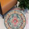 1Pcs  Boho Chic Pattern Round Area Rug Indoor Non-Slip Washable Fiber Carpet Soft Comfortable Mat For Bedroom Living Room
