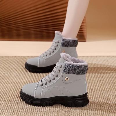 Зимние женские сноубутсы на шнуровке на платформе с круглым носком на флисовой подкладке, женская обувь, горячие, высококачественные, шикарные и элегантные, тренд 2025, ботинок