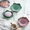 Lotus Shaped Soap Dish Compact Size Reusable Stable Base Non-slip Draining Silicone Soap Box Bathroom Supplies