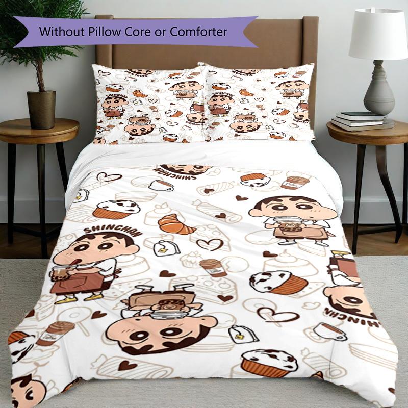 3pcs Duvet Cover Set (1*Duvet Cover + 2*Pillowcase, Without Core), Cartoon comics Print Bedding Set, Bedroom Decor, All‑Season, Birthday Gift