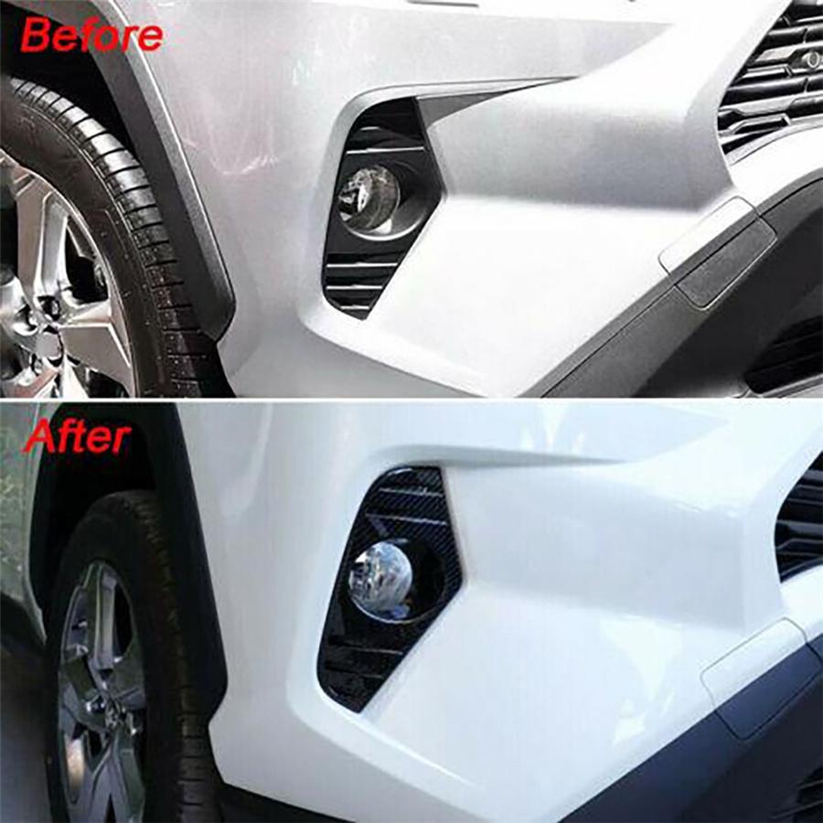 2*Цвет карбонового волокна АБС Накладка на крышку передней противотуманной фары Подходит для Toyota Rav4 2019-2021