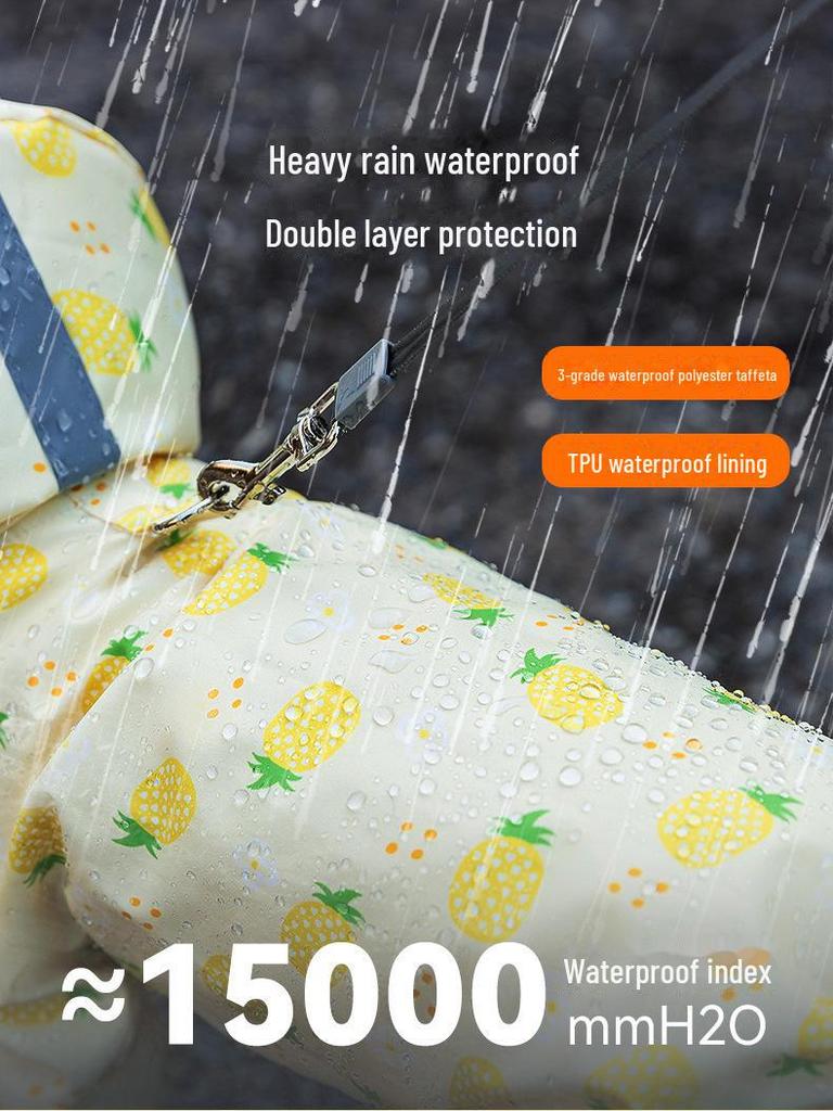 Fruit Print Waterproof Dog Raincoat with Traction, Four-Legged Design for Teddy and Bichon Breeds.