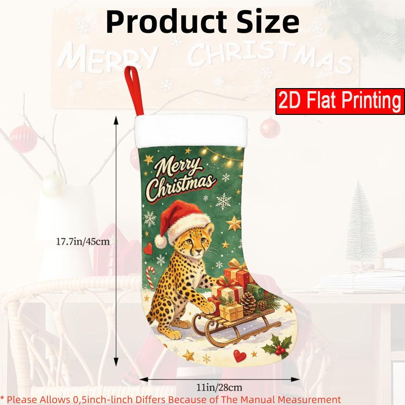 Christmas decoration fireplace hanging stocking Christmas, Leopard And Cane Candy, Christmas Tree, Snowflakes (2) 2D Fla