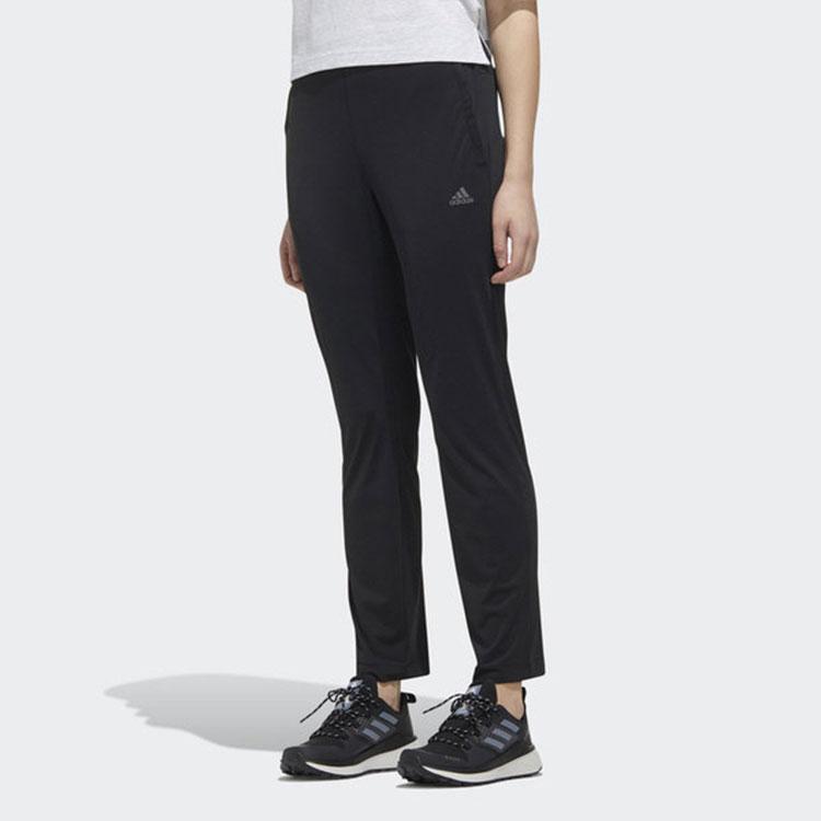 Adidas Спортивные длинные брюки с однотонным логотипом, быстросохнущие, эластичные, женские, черные FM7545