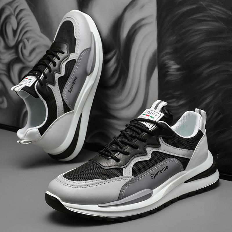 Летние дышащие мужские туфли, новые мужские сетчатые спортивные повседневные кроссовки для бега Little White Dad High Tide Shoes