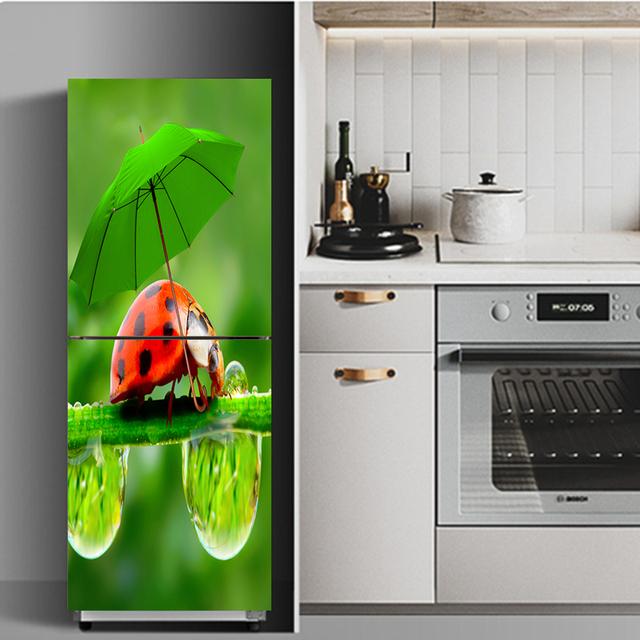 Kitchen Food Fruit Refrigerator Sticker Full Film Kitchenware Removable Renovation Freezer Door Cover Side Decoration Stickers