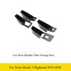 For Tesla Model 3/Y Juniper 2025 2026 Car Door Handle Filler Storage Box Inner Handle Organizer Tidying Tray Car Accessories