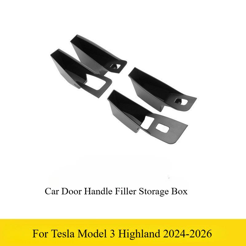 For Tesla Model 3/Y Juniper 2025 2026 Car Door Handle Filler Storage Box Inner Handle Organizer Tidying Tray Car Accessories
