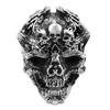 Retro Skull for Head Ring Exaggerated Mens Finger Rings Fashion Personality Joint Ring Hip Hop Ring Adjustable Open Size
