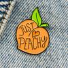New Enamel Pin Just Peachy Peach Saying Metal Pin Gift Birthday 1 Piece