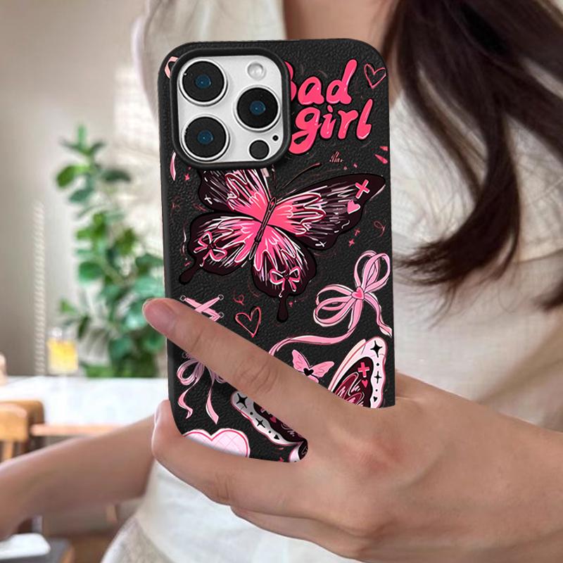Чехол со счастливыми бантиками и узором бабочки для iPhone 17 Pro Max Funda iPhone 16 Pro Max 15 14 13 12 11 Air 16E Силиконовый чехол с текстурой кожи