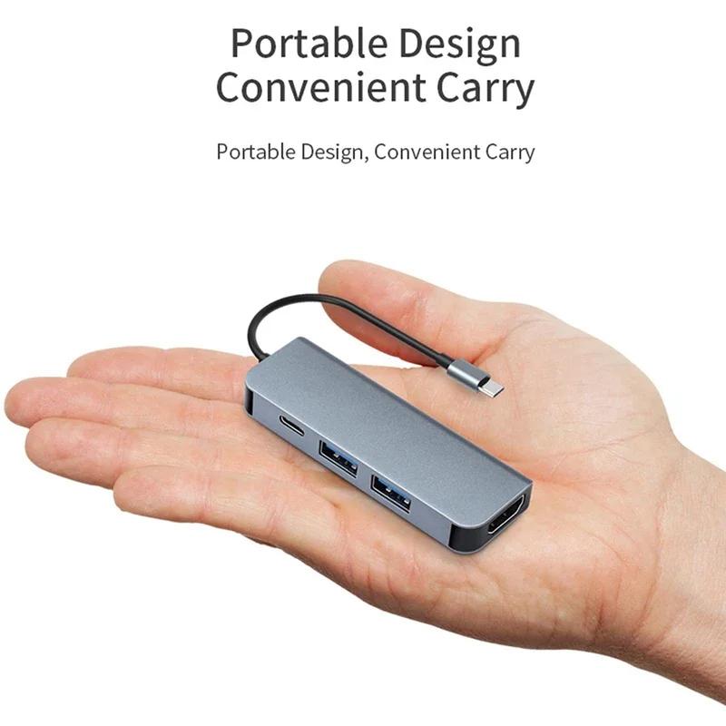 USB-C Хаб 8-в-1 Адаптер Type C Многопортовый USB 3.0 Порт PD для Зарядки Считыватель Карт TF SD Конвертер для Мобильного Телефона Планшета