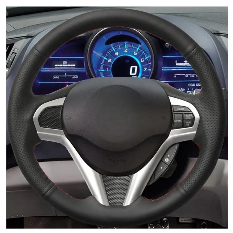 Сделай сам Черный кожаный чехол на руль Ручной шов Чехлы на руль для Honda CR-Z CRZ 2011 - 2016 Автоаксессуары