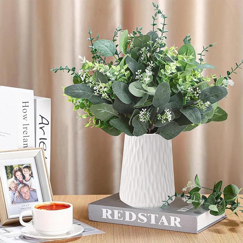 111 Pcs Mixed Artificial Eucalyptus Leaves Stems Bulk Fake Faux Leaf for DIY Bouquets Floral Arrangement Wedding Home Decor