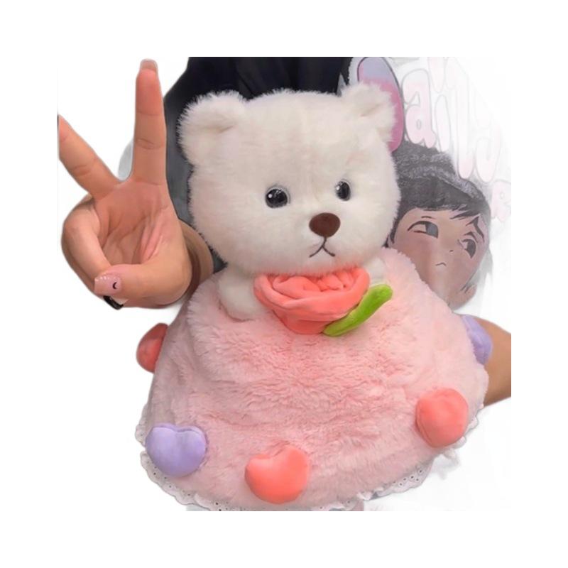 Cute Flower Bouquet Teddy Bear Plush Toy for Girlfriend Valentine's Day Proposal Gift Birthday Present for Kids