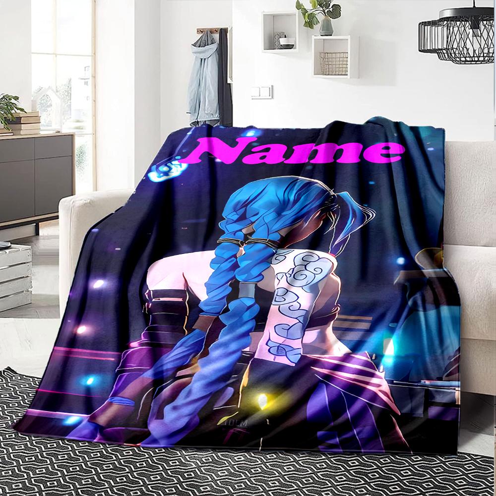 Customiz Name Personality League of Legends Jinx Blanket Soft &Warm Sofa Office Bed Travel Lunch Break Blanket, Gift Suitable All Seasons