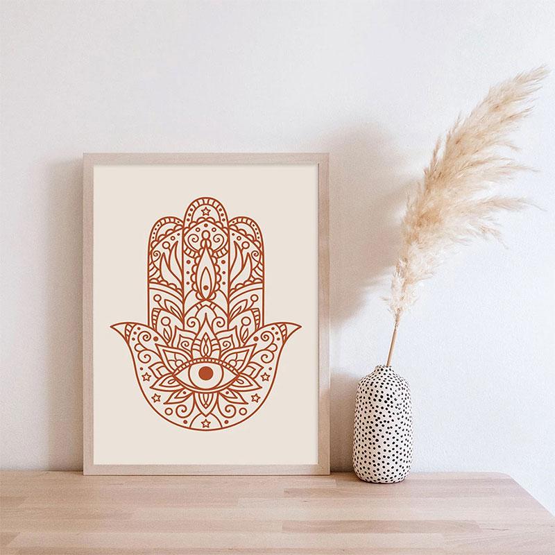 Абстрактная рука Фатимы, солнечный свет, фаза Луны, постер в стиле бохо, холст, картина, настенная живопись, печать, картина, интерьер гостиной, домашний декор