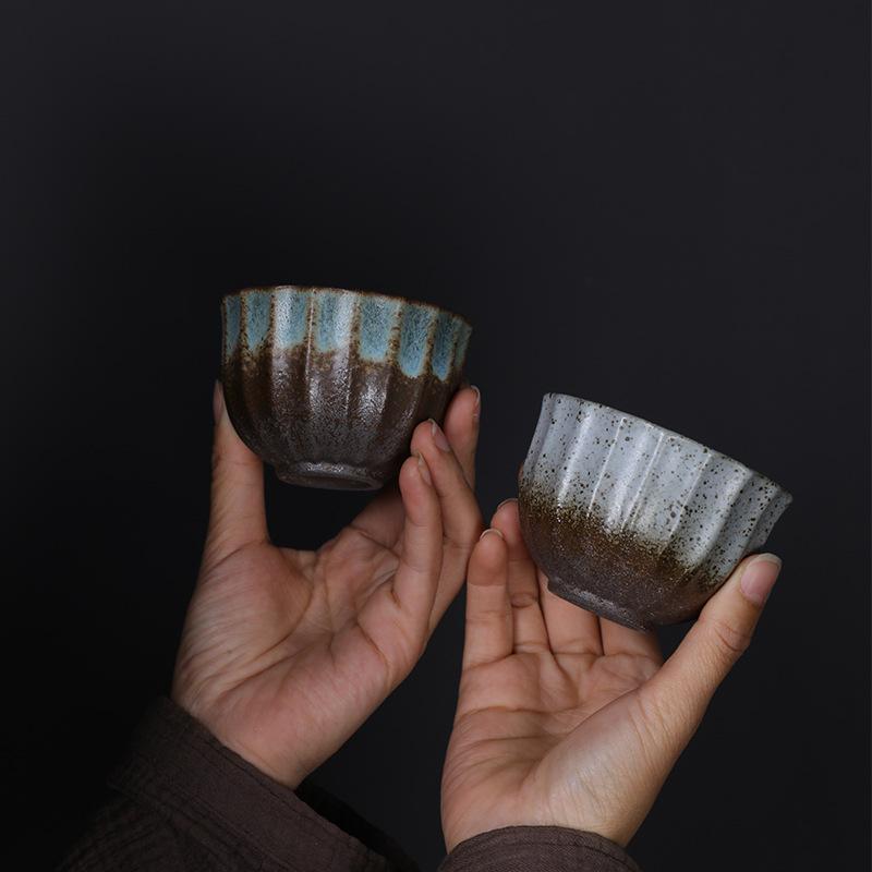 Ceramic cup single cup Kung Fu tea set accessories teacup Japanese tea bowl household simple retro coarse pottery tea cup