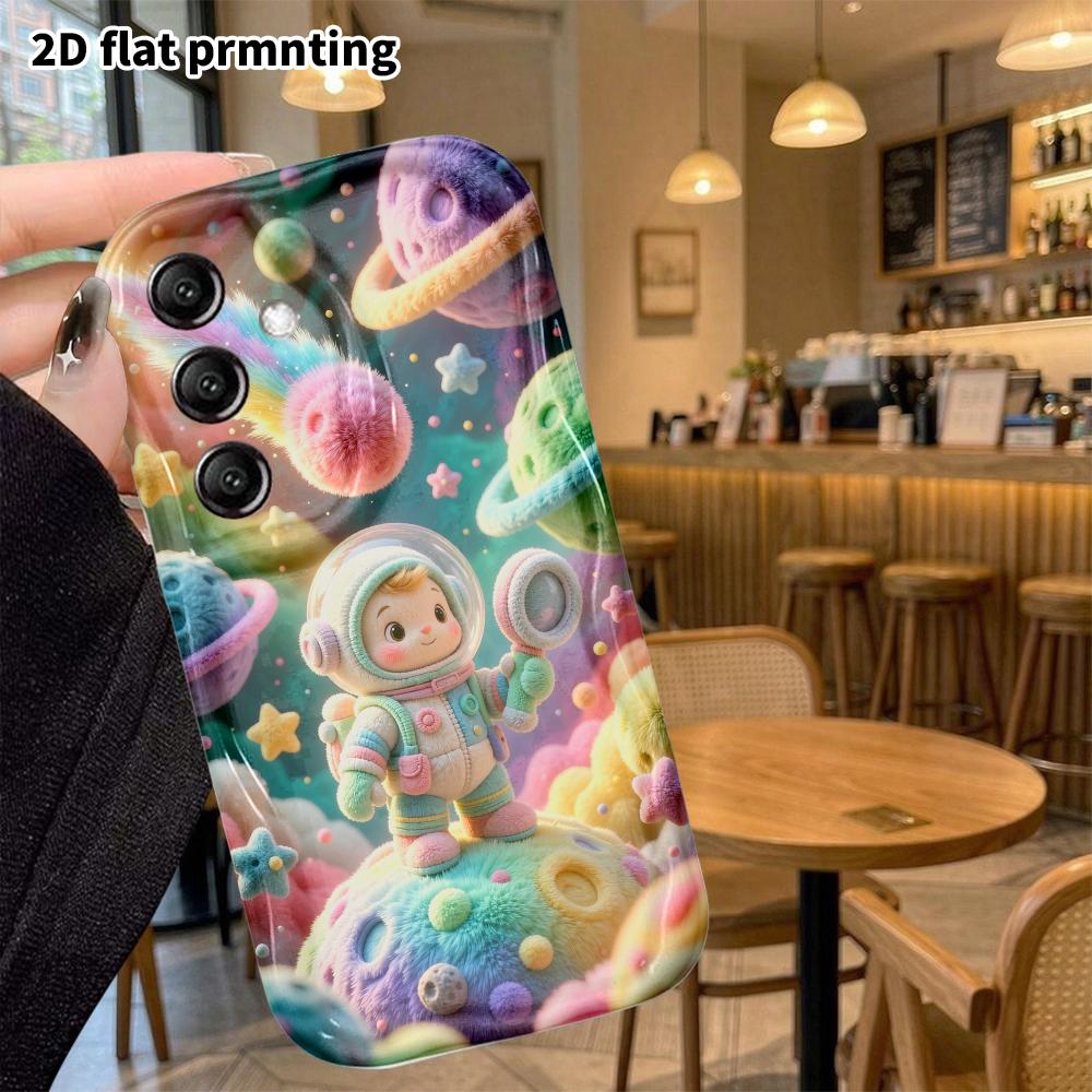 Phone case: 2D flat, suitable for Samsung Galaxy A34 A35 M05 M06 S20 S22 S21 FE Plus 5G protective case, space little astronaut, perfect Christmas and