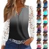 Women's T Shirt Tee Print Button Lace Long-sleeved  Daily Weekend Fashion Basic V- Neck Regular Top