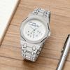Men's quartz watch, twelve-sided matte black stainless steel strap, round dial design, graffiti digital pattern, wa
