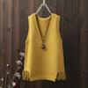 Sweater Vest Women Y2k Hem Fringed Crop Knit Vest Women Vintage Top Loose Pullover Jumper V-neck Solid Waistcoat Spring Autumn