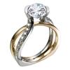 New Luxury Solitaire Round CZ Rings for Women Fashion Two Tone Cross Elegant Female Engagement Proposal Rings Trendy Jewelry