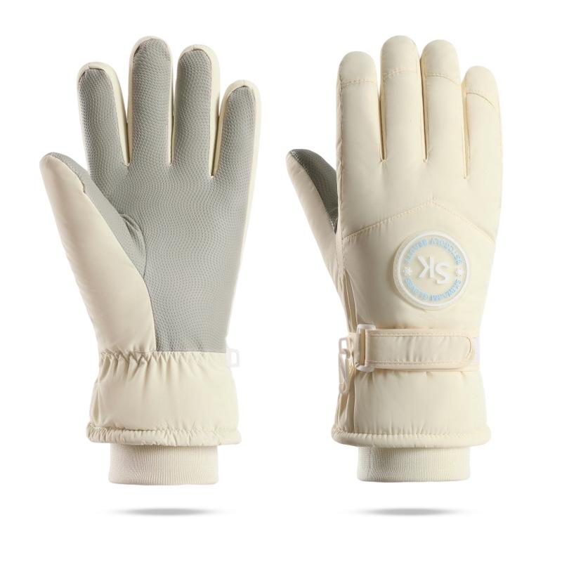 Ski Gloves Women's Winter Warm Fleece Thickened Windproof, Cold-proof and Water-proof Touch Screen Outdoor Tram Riding Gloves