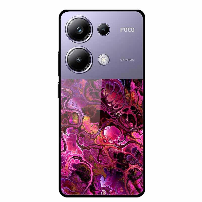 Красочный эстетичный чехол из закаленного стекла для Redmi 12 5G и POCO M6 PRO