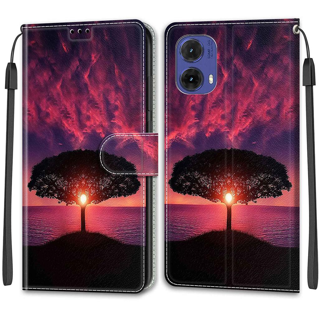 Роскошный окрашенный кожаный чехол-кошелек из искусственной кожи в стиле книги для Motorola Moto G85/G75/G55/G35/G24 Power/G15/G05/G84/G54 Power/G34/G24/Edge 40/G14