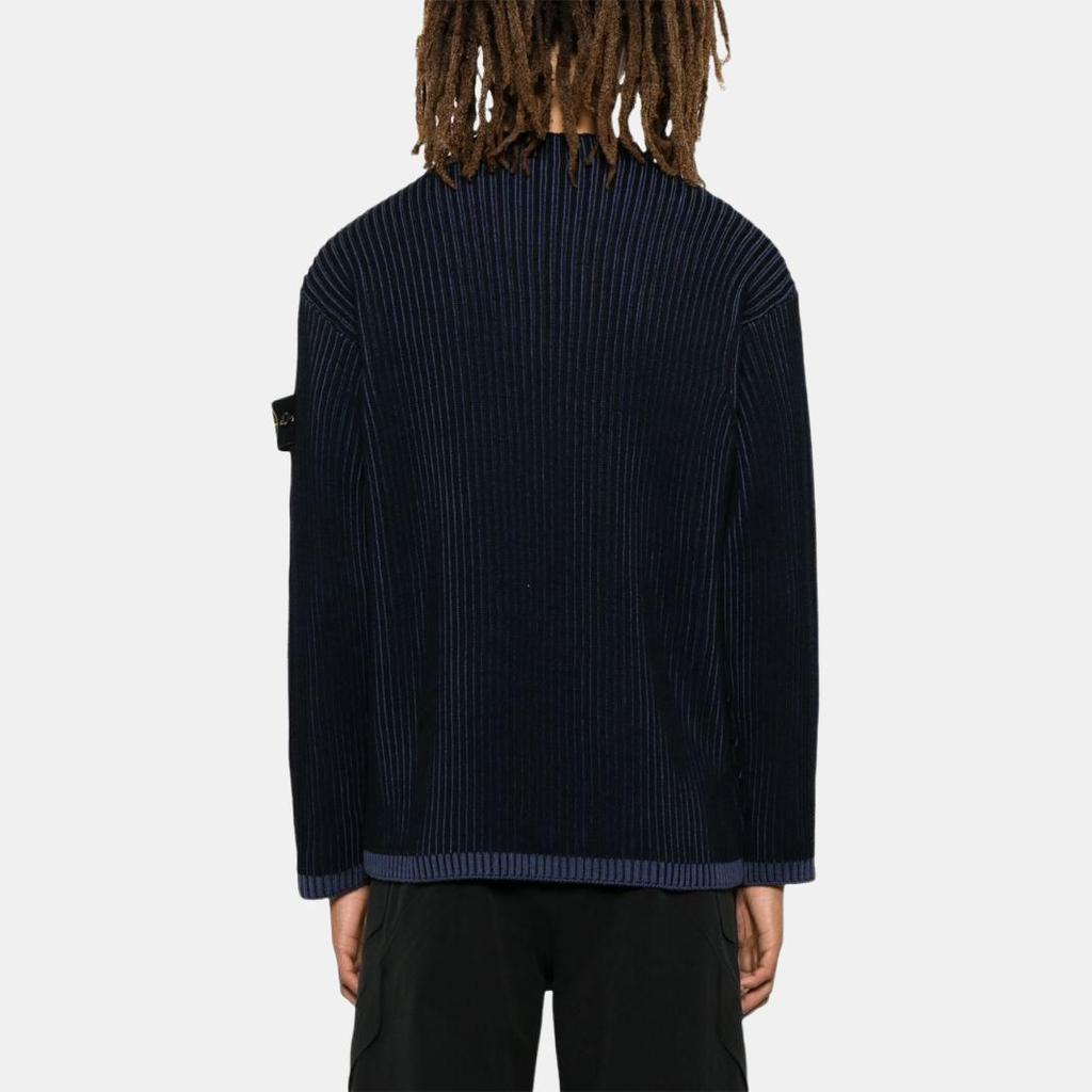 STONE ISLAND Свитер-пуловер с круглым вырезом и логотипом Мужской свитер Темно-синий 8115532C1-V0020