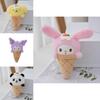 Cute Sanrio Ice Cream Plush Keychain My Melody Kuromi Panda Dog 13cm